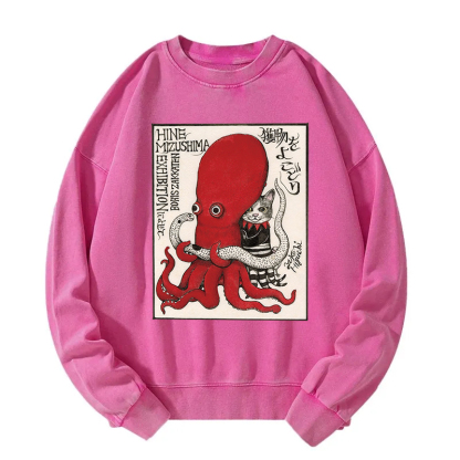 The Cat Controls The Octopus Washed Sweatshirt