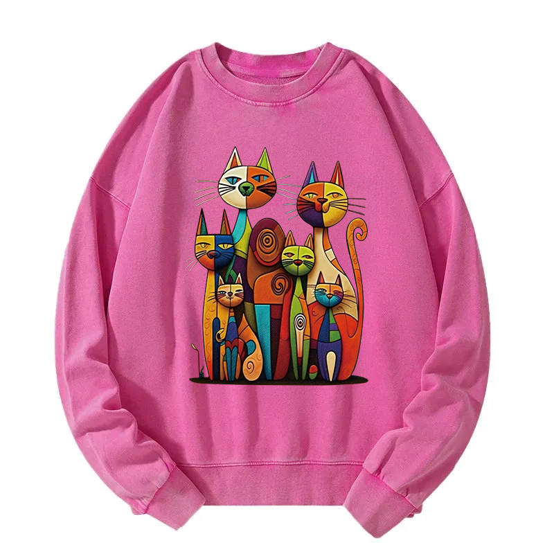 The Da Vinci Cat Family Washed Sweatshirt