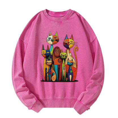 The Da Vinci Cat Family Washed Sweatshirt