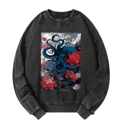 Deep Sea Retro Octopus Washed Sweatshirt