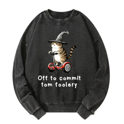 Off To Commit Cat Washed Sweatshirt