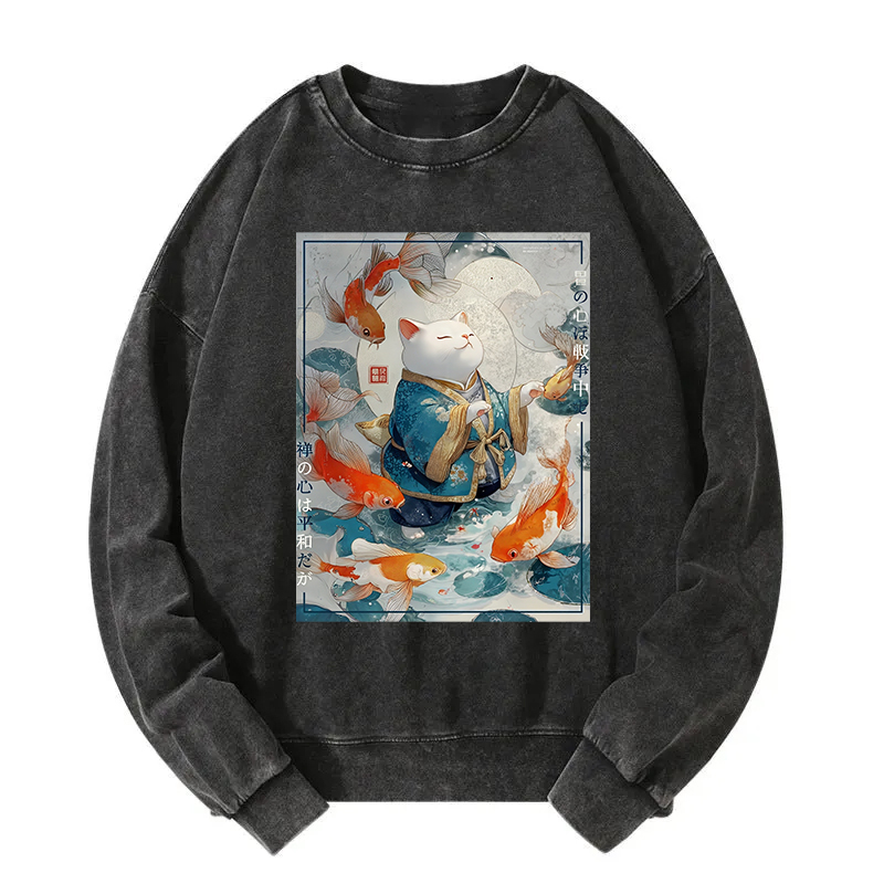 A Cat's Zen Washed Sweatshirt
