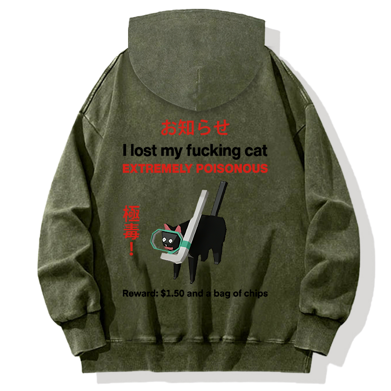 Find The Toxic Cat Funny Back Washed Hoodie