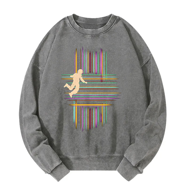 Five-Dimensional Linear Space Washed Sweatshirt