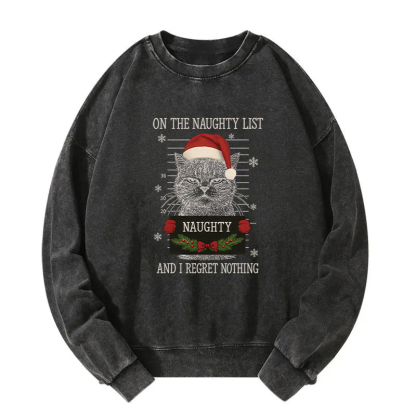 Christmas Naughty Cat Washed Sweatshirt