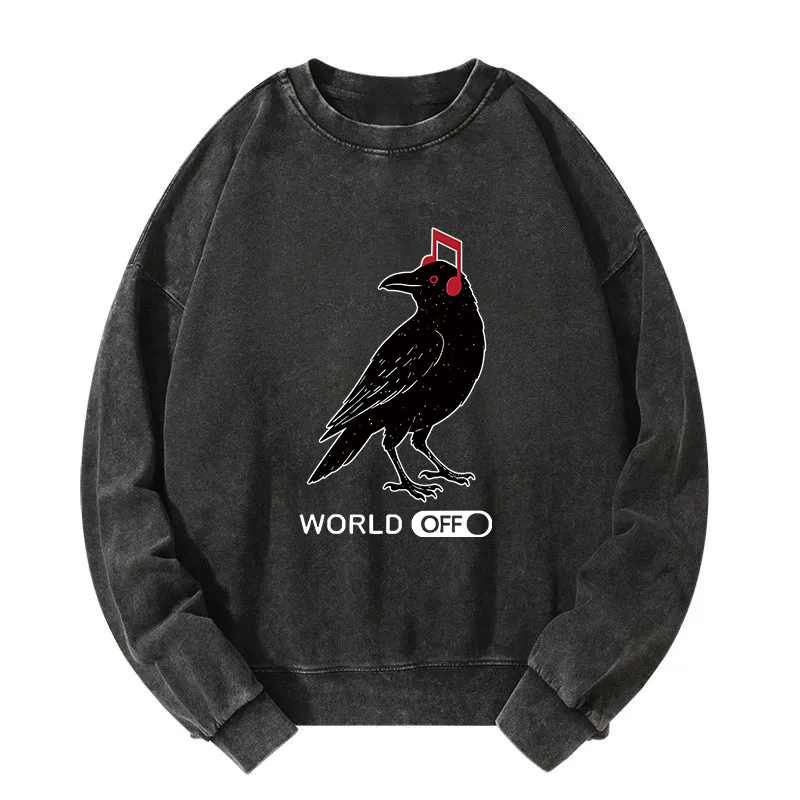 Crow's Music World Washed Sweatshirt
