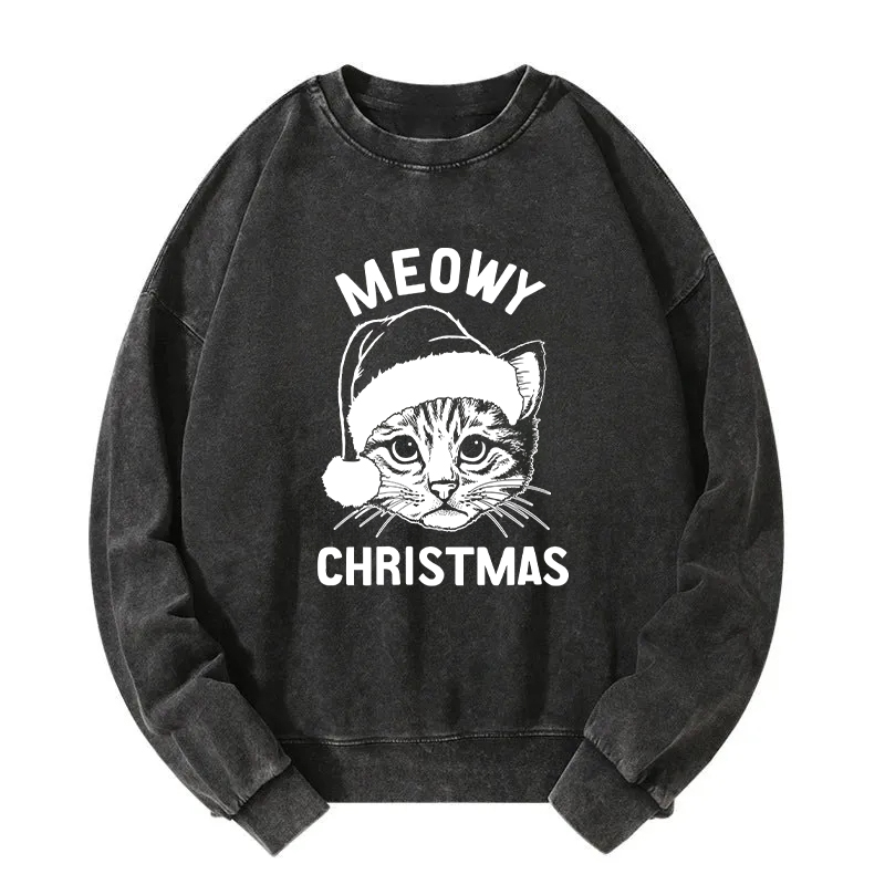 Meowy Christmas Washed Sweatshirt