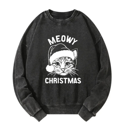 Meowy Christmas Washed Sweatshirt
