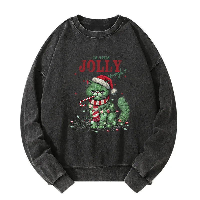 Christmas Grumpy Cat Washed Sweatshirt