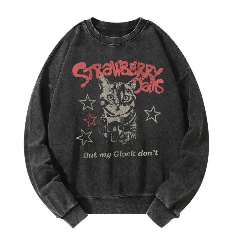 Strawberry Jams Cat Star Washed Sweatshirt