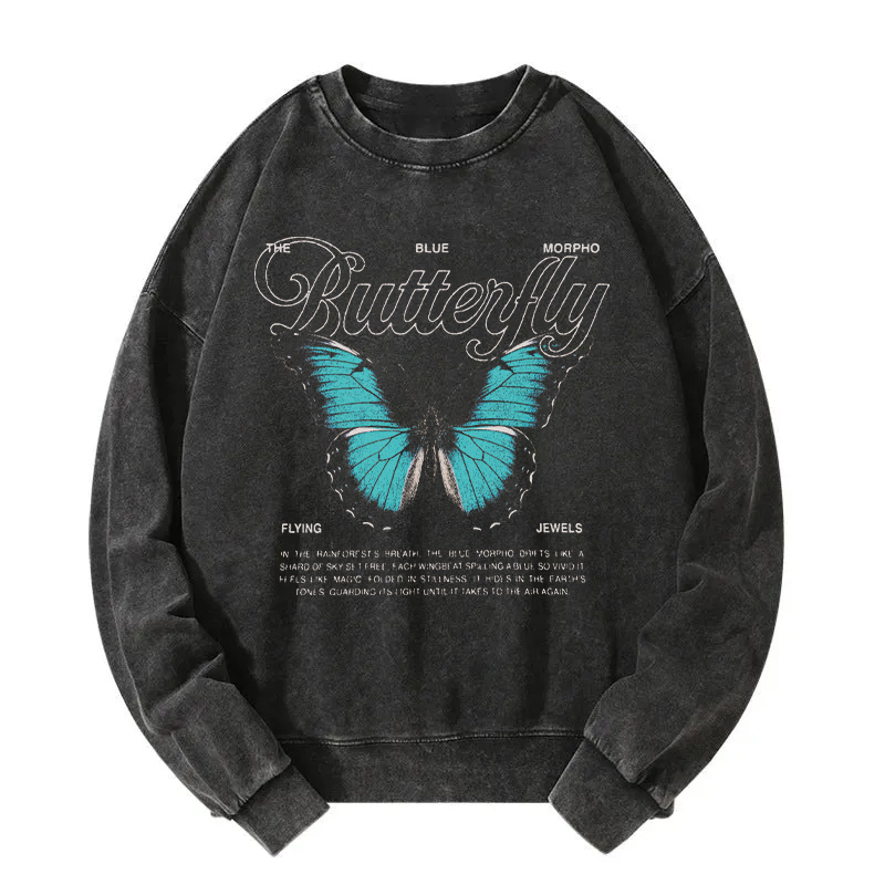 Flying Jewels Butterfly Washed Sweatshirt