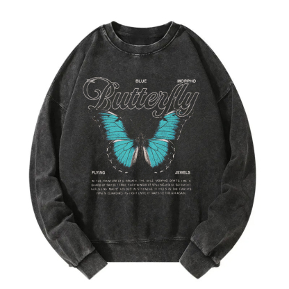 Flying Jewels Butterfly Washed Sweatshirt
