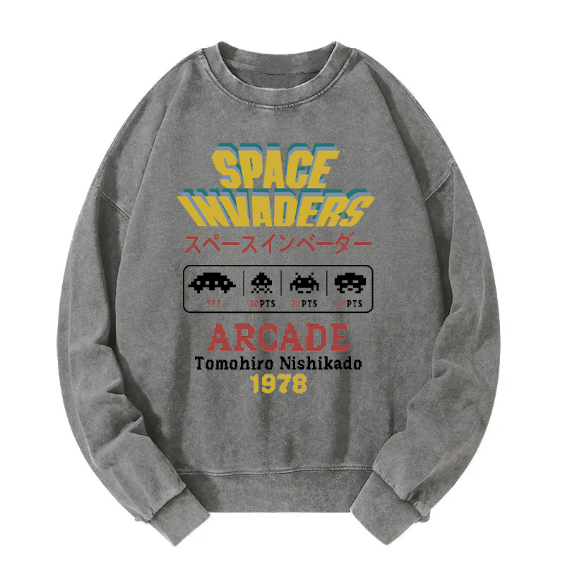 Space Invaders Washed Sweatshirt