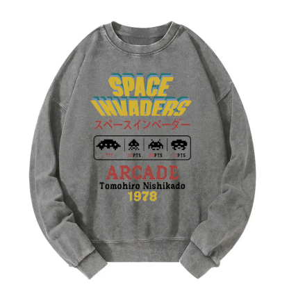 Space Invaders Washed Sweatshirt