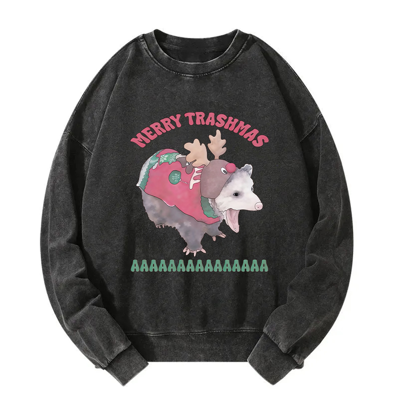 Merry Trashmas Opossum Washed Sweatshirt
