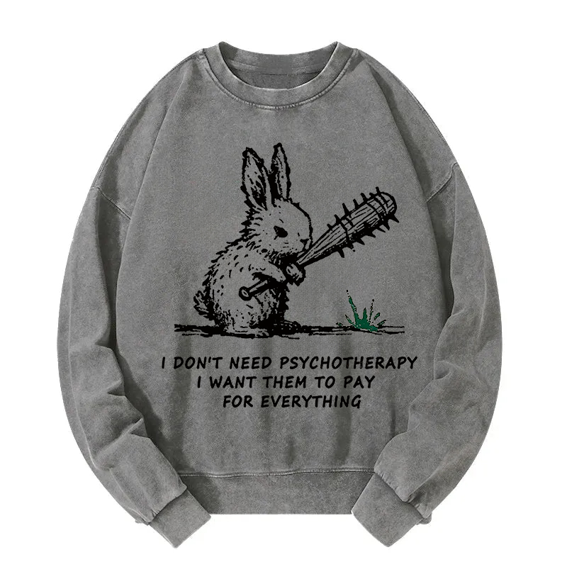 Violent Rabbit Funny Washed Sweatshirt