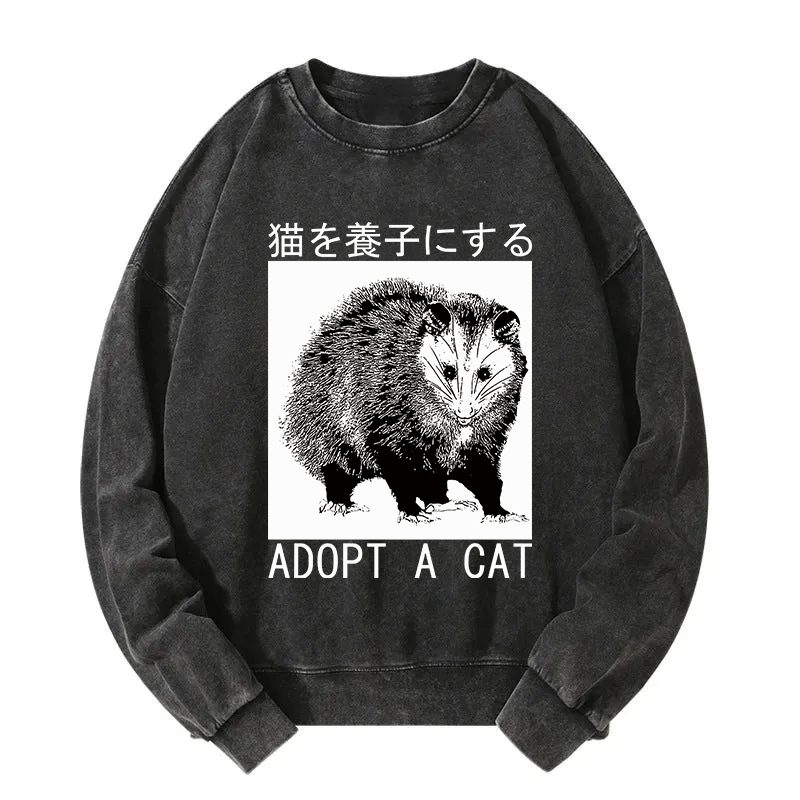 Adopt a Cat Japanese Opossum Washed Sweatshirt
