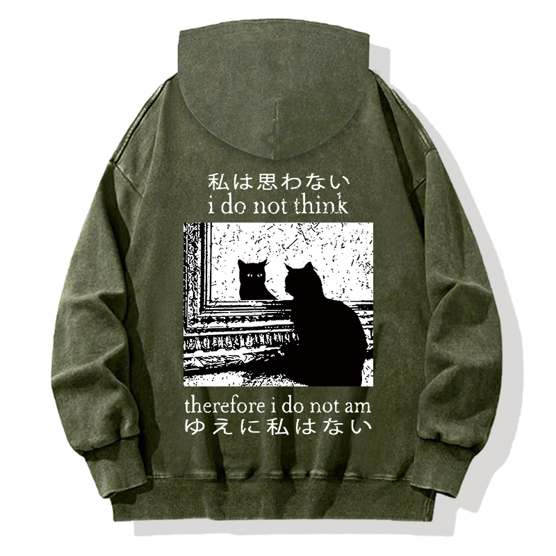 Thinking Cat Back Washed Hoodie