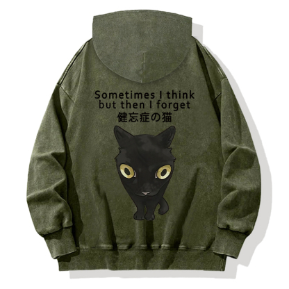 Amnesiac Cat Back Washed Hoodie