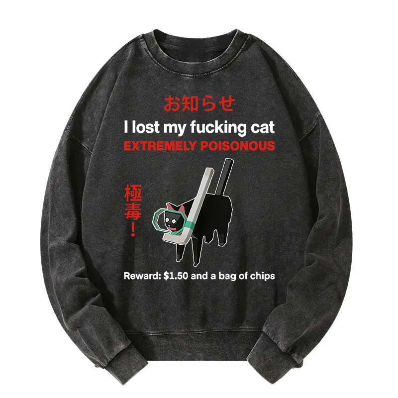 Find The Toxic Cat Funny Washed Sweatshirt
