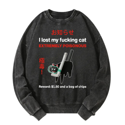 Find The Toxic Cat Funny Washed Sweatshirt
