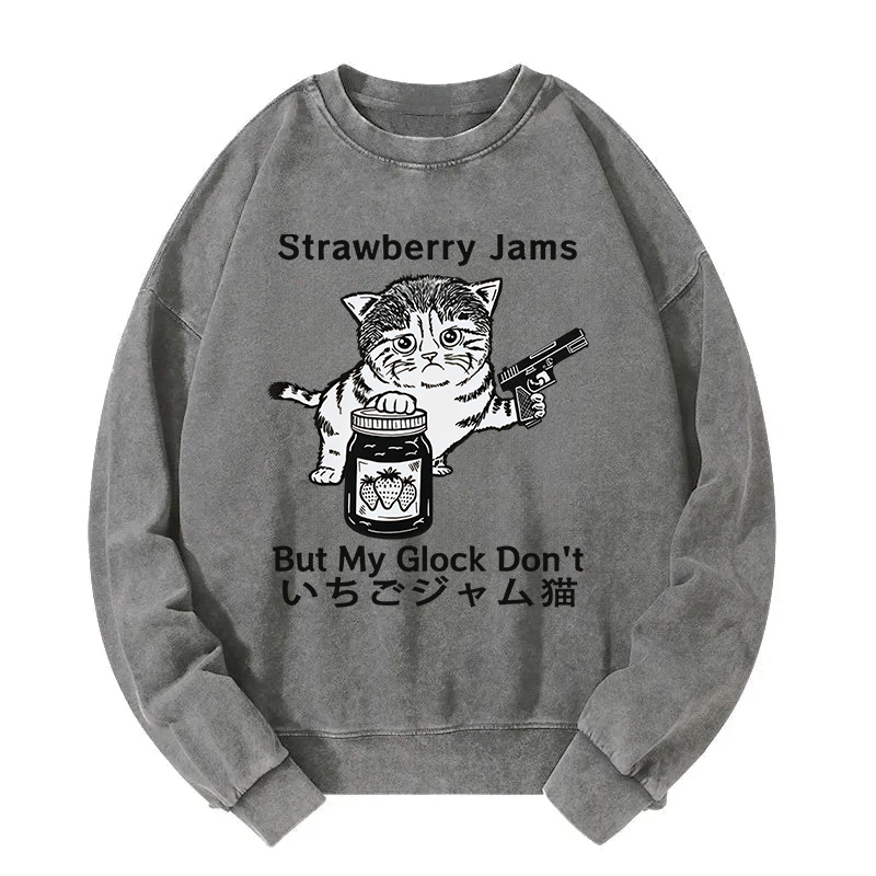 Strawberry Jam Cat Washed Sweatshirt
