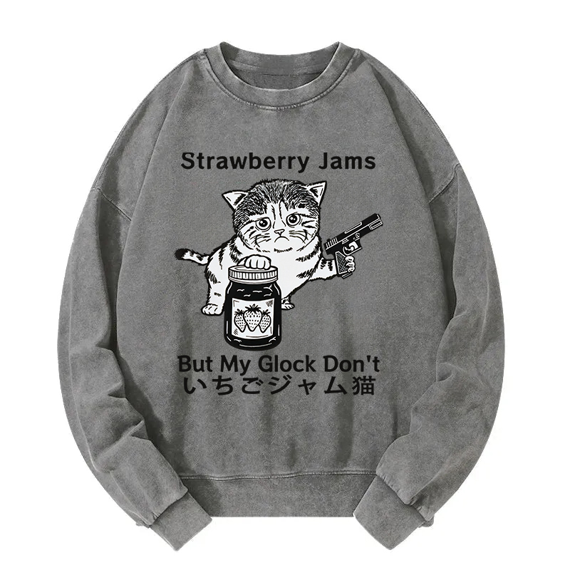 Strawberry Jam Cat Washed Sweatshirt
