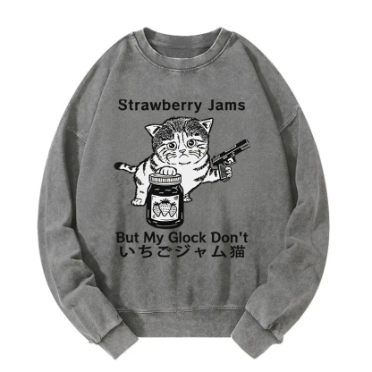 Strawberry Jam Cat Washed Sweatshirt