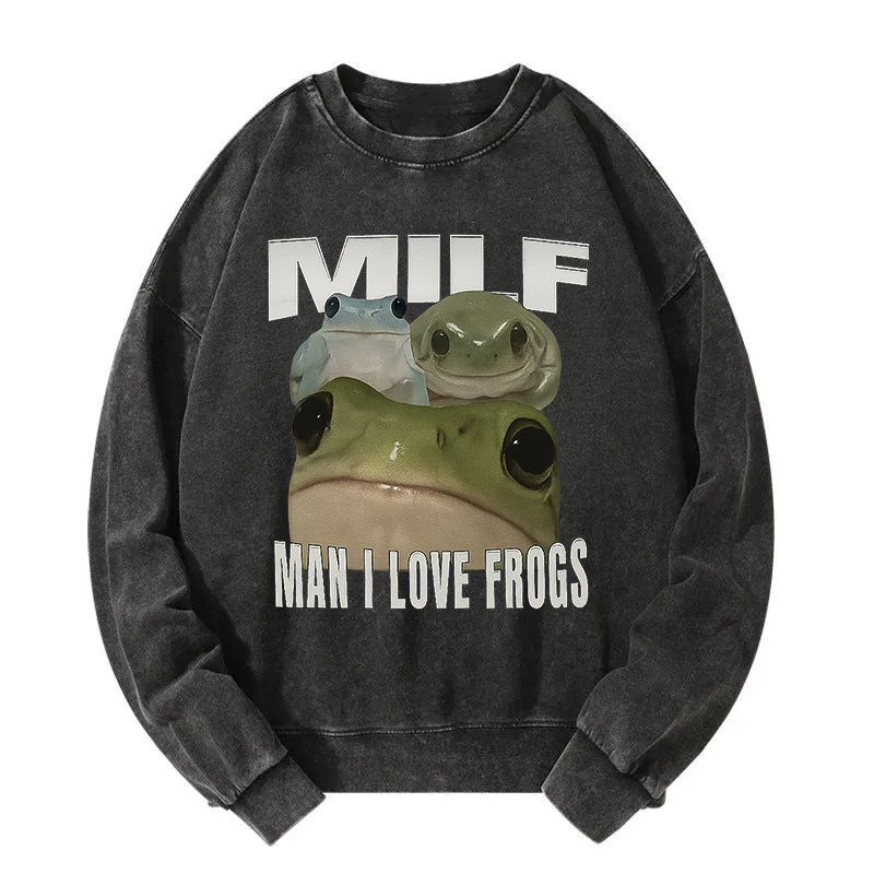 Man I Love Frogs Washed Sweatshirt