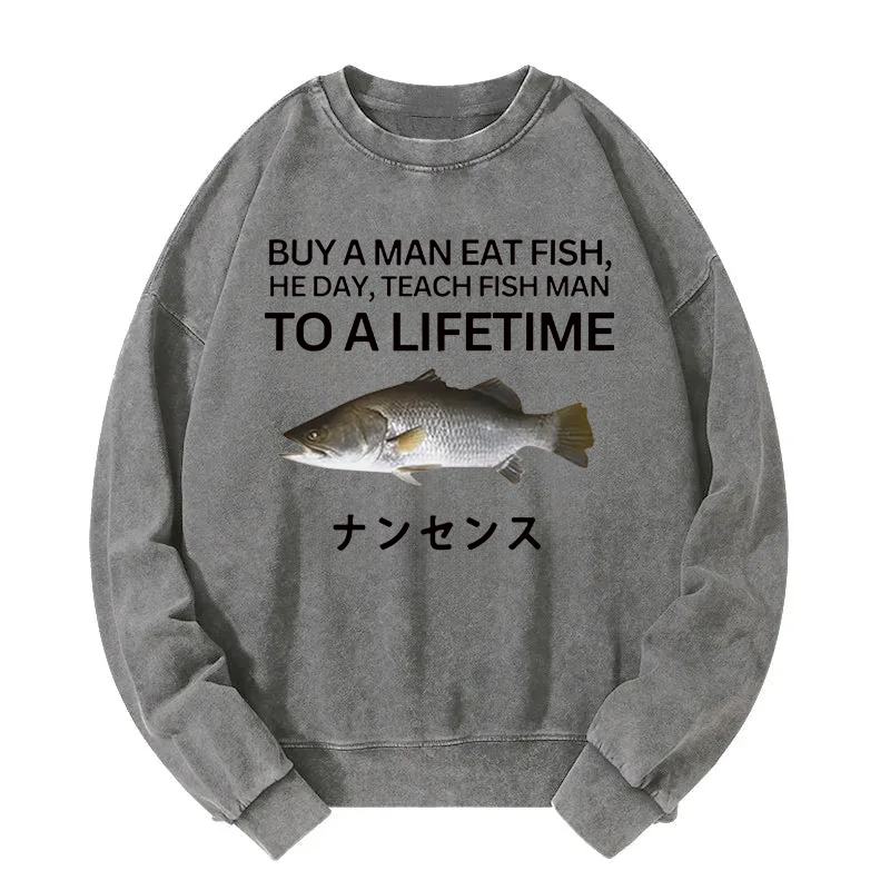 Buy a Man Eat Fish Washed Sweatshirt
