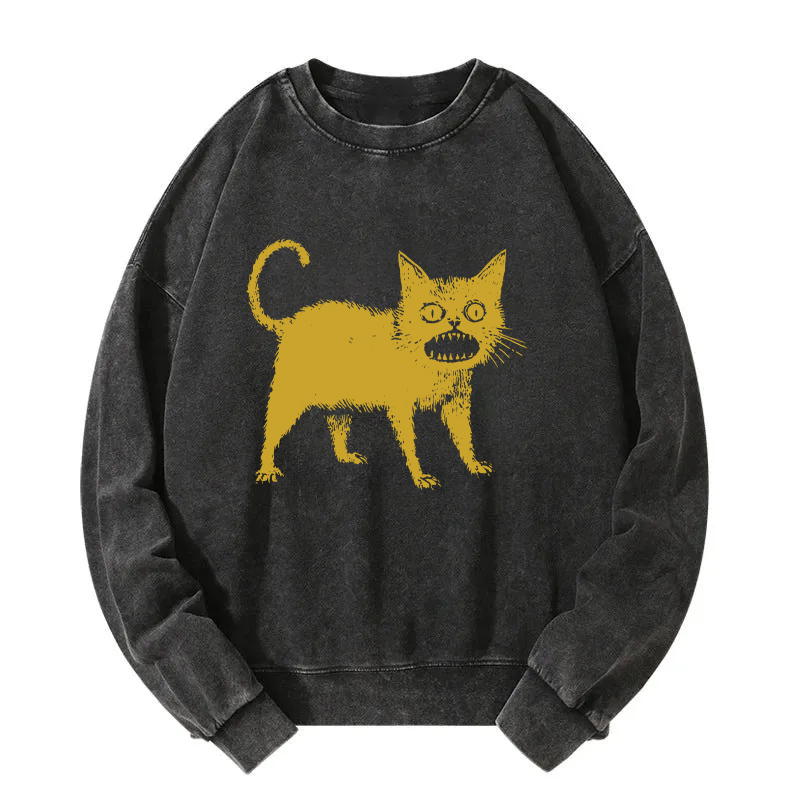 Horrible Japanese Cat Washed Sweatshirt