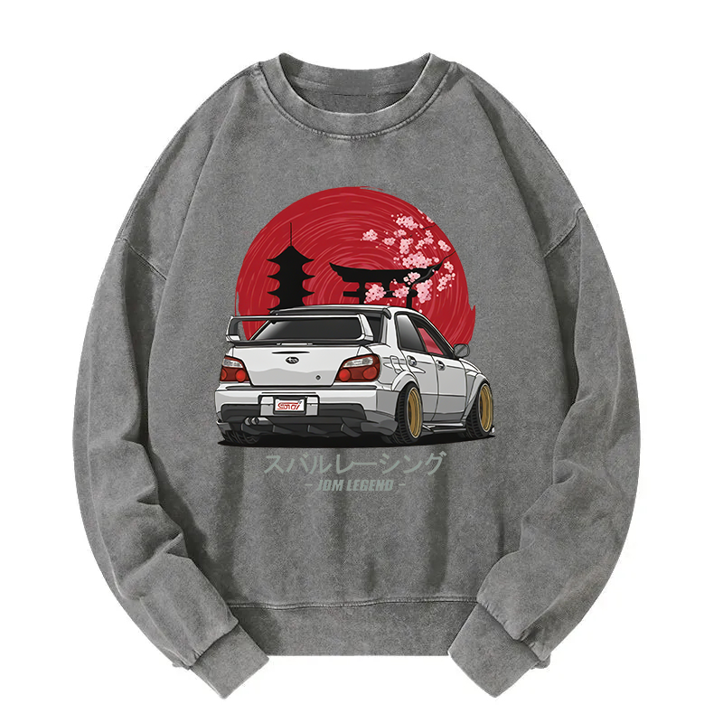 Subaru Racing Car Japanese Washed Sweatshirt