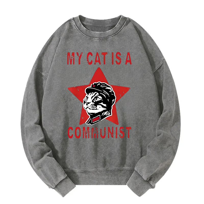 Funny Cat-ism Washed Sweatshirt