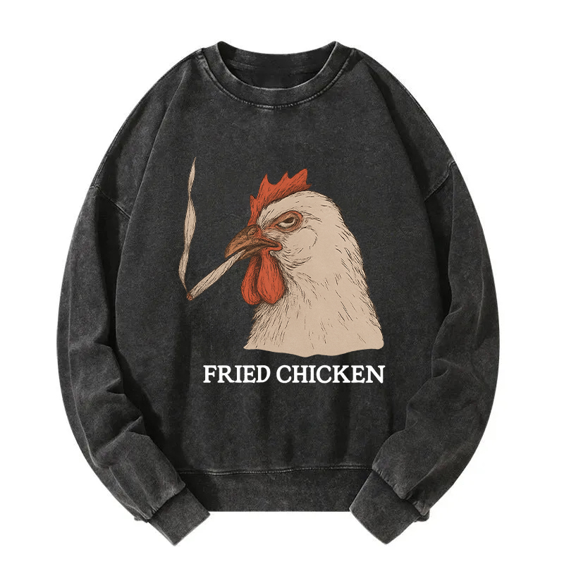 Fried Chicken 420 Smoking Meme Washed Sweatshirt