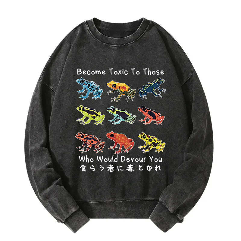 Funny Frog Poison Your Devourers Washed Sweatshirt