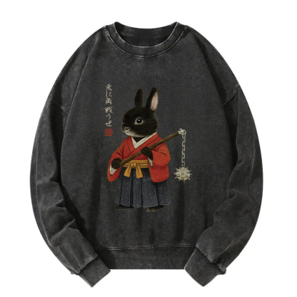 Let's Fight With Japanese Rabbit Washed Sweatshirt