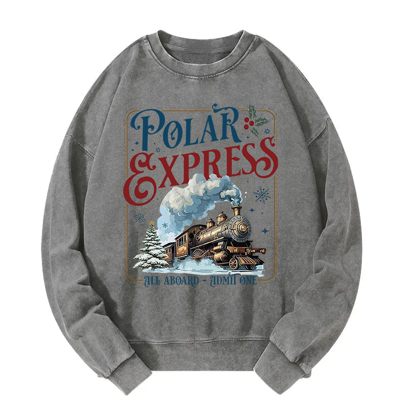 All Aboard Polar Express Christmas Washed Sweatshirt