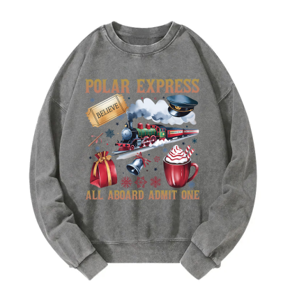 All Aboard Admit One Christmas Washed Sweatshirt