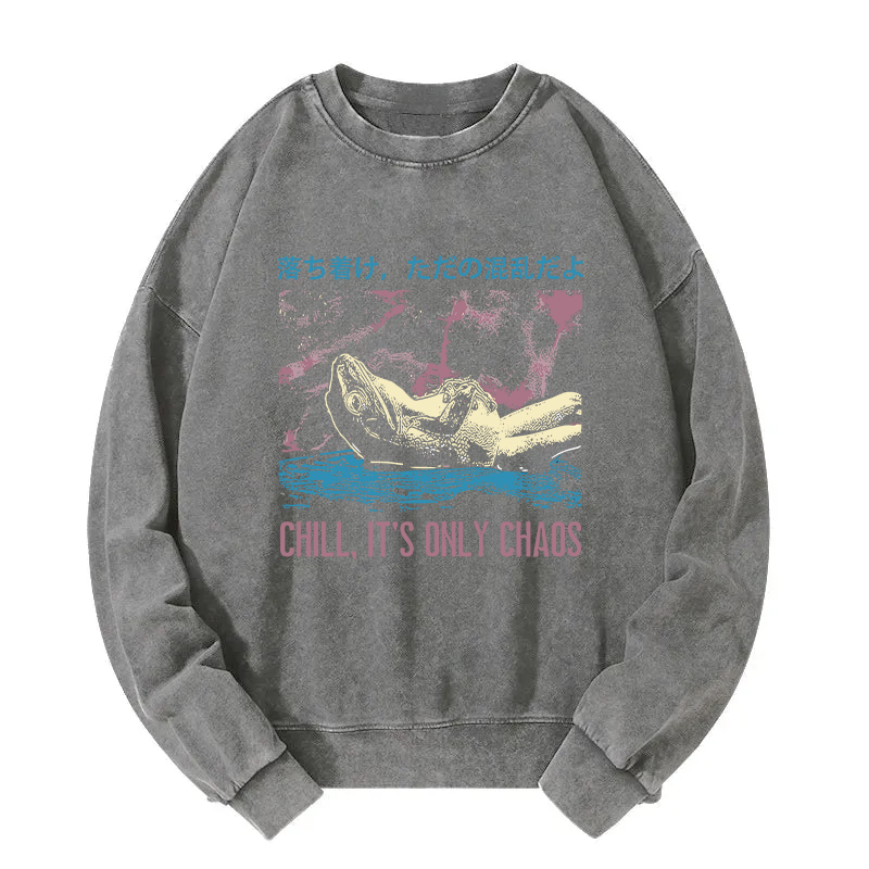 Stay Calm Frog Japanese Washed Sweatshirt