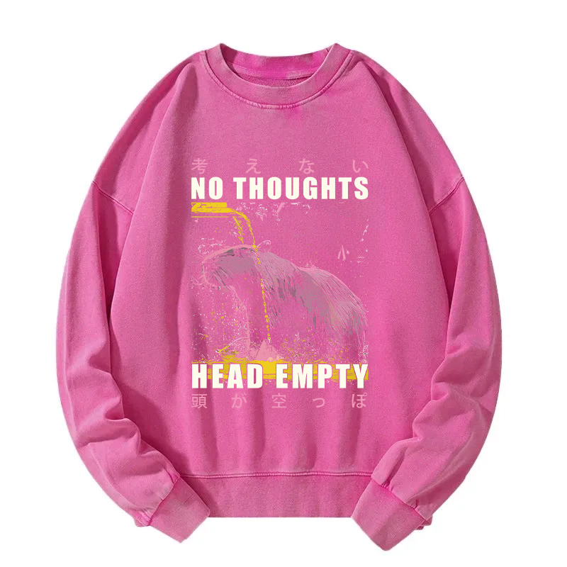 No Thoughts Head Empty Washed Sweatshirt