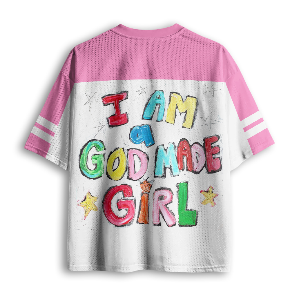 Baddiecat I AM A GOD MADE GIRL Mesh Jersey