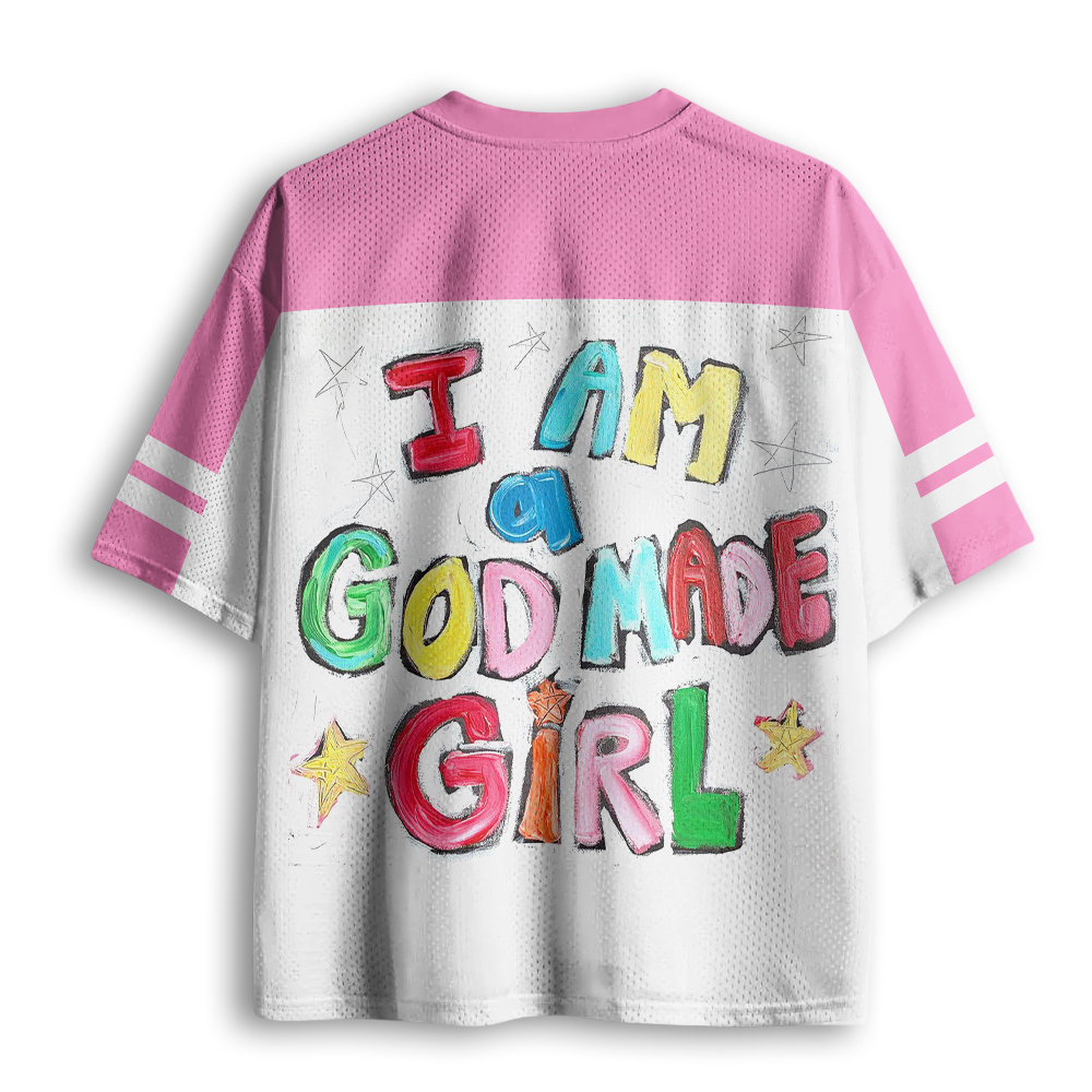Baddiecat I AM A GOD MADE GIRL Mesh Jersey