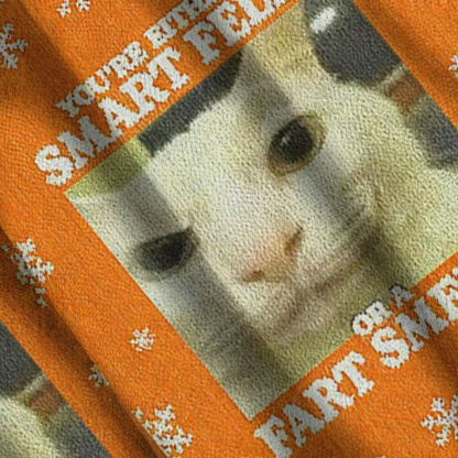 Baddiecat Smart Fella Or Fart Smella Cat Christmas Ugly Sweatshirt
