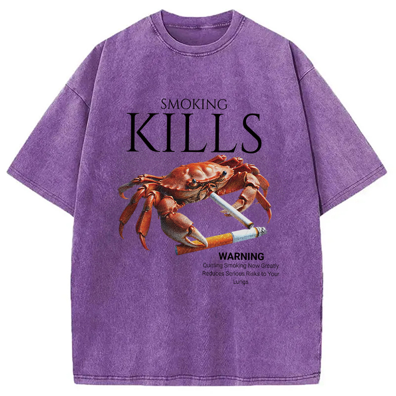 Smoking Kills Crab Washed T-Shirt