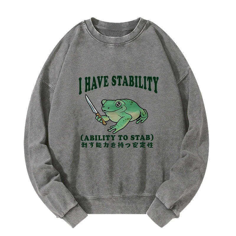 Mentally Stable Assassin Frog Washed Sweatshirt