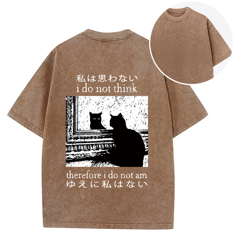 Thinking Cat Back Washed T-Shirt