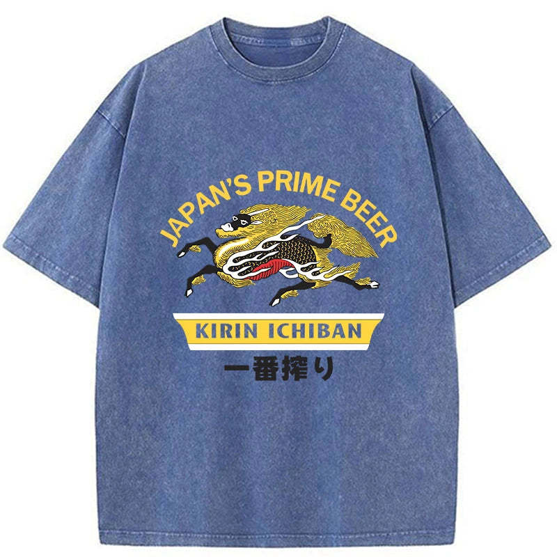 Kirin Ichiban Beer Logo Japanese Washed T-Shirt