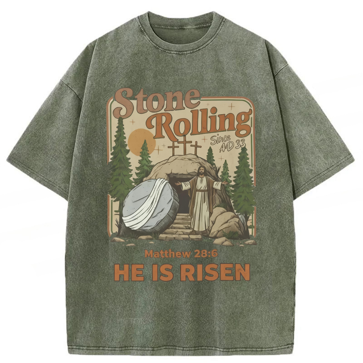 Tokyoviva He Is Risen Easter Washed T-shirt