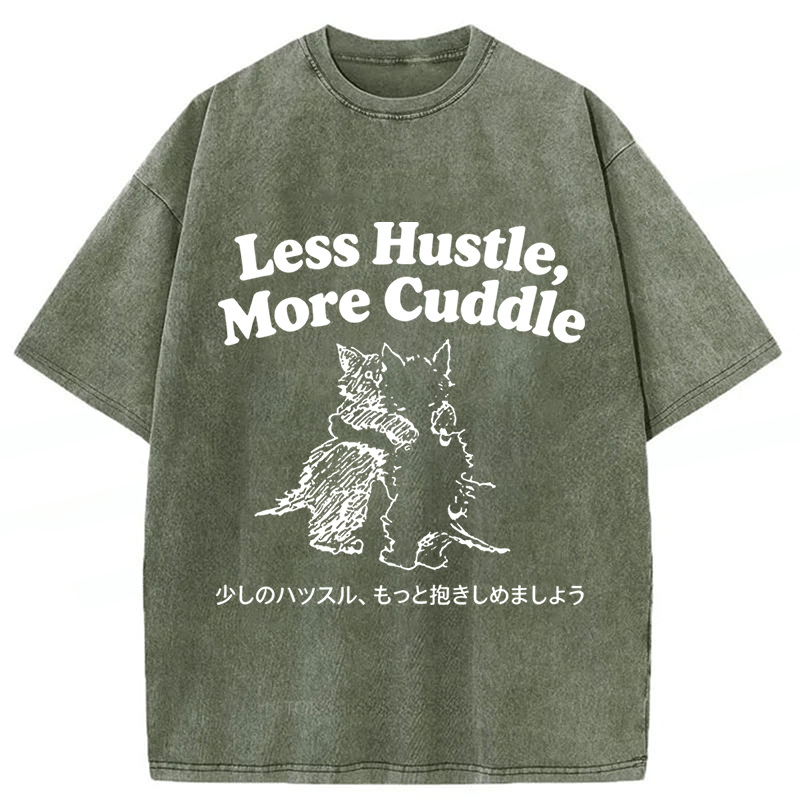 Tokyoviva Less Hustle More Cuddle Cat Washed T-shirt