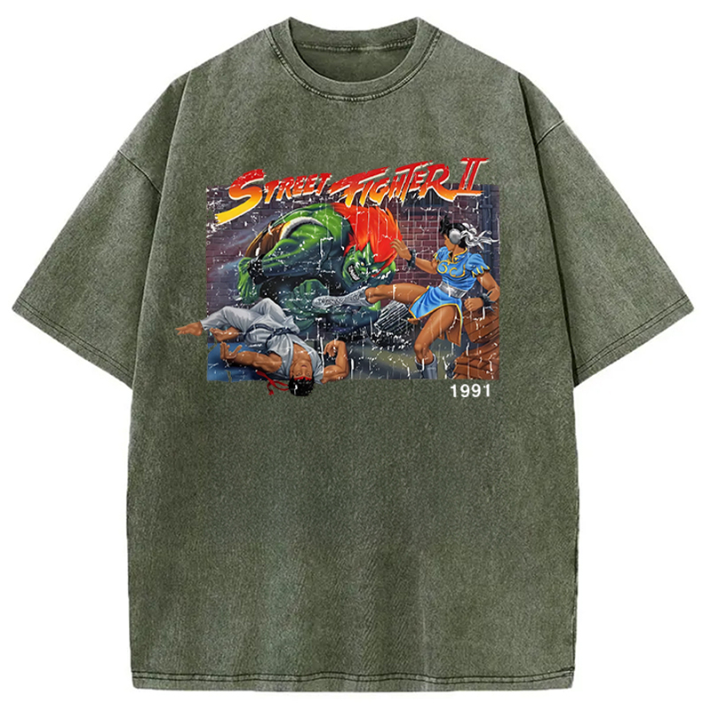 Street Fighter Retro Game Vintage Washed T-Shirt